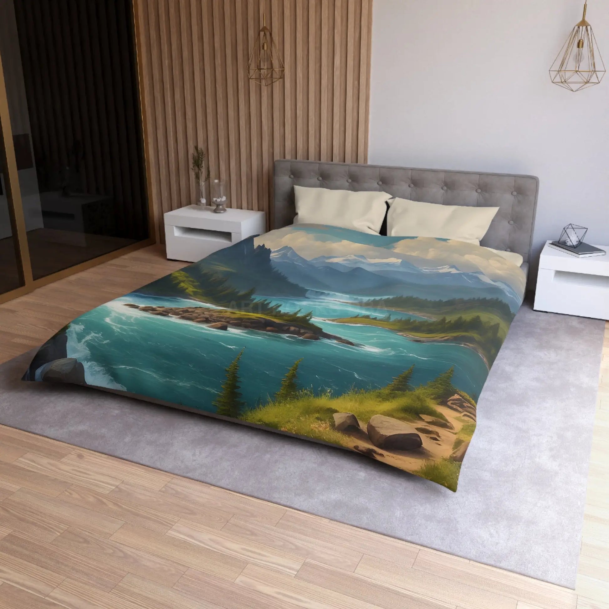 Island in the River Microfiber Duvet Cover - Cozy Nature-Inspired Bedding - Home Decor