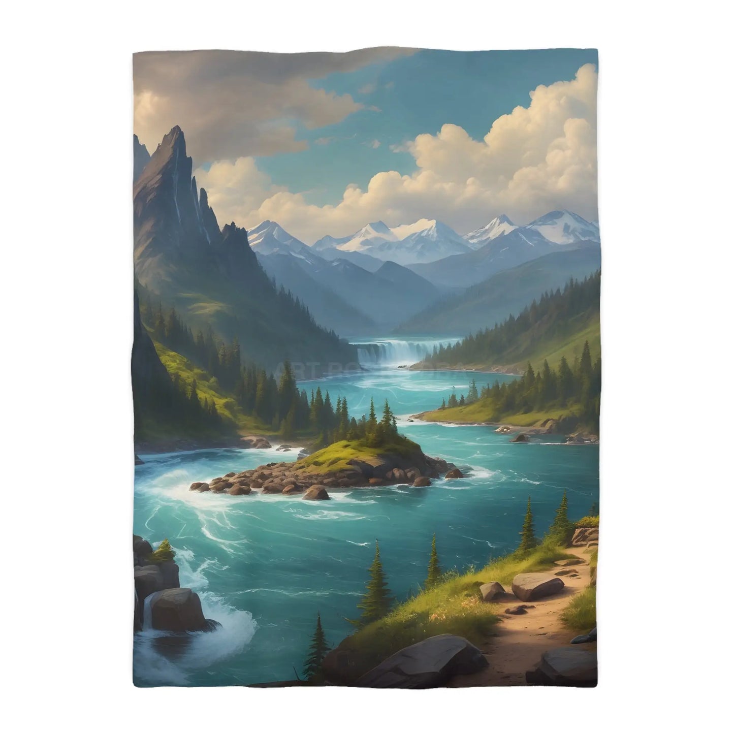 Island in the River Microfiber Duvet Cover - Cozy Nature-Inspired Bedding - Twin XL / White - Home Decor