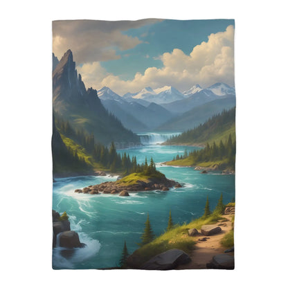 Island in the River Microfiber Duvet Cover - Cozy Nature-Inspired Bedding - Twin XL / White - Home Decor