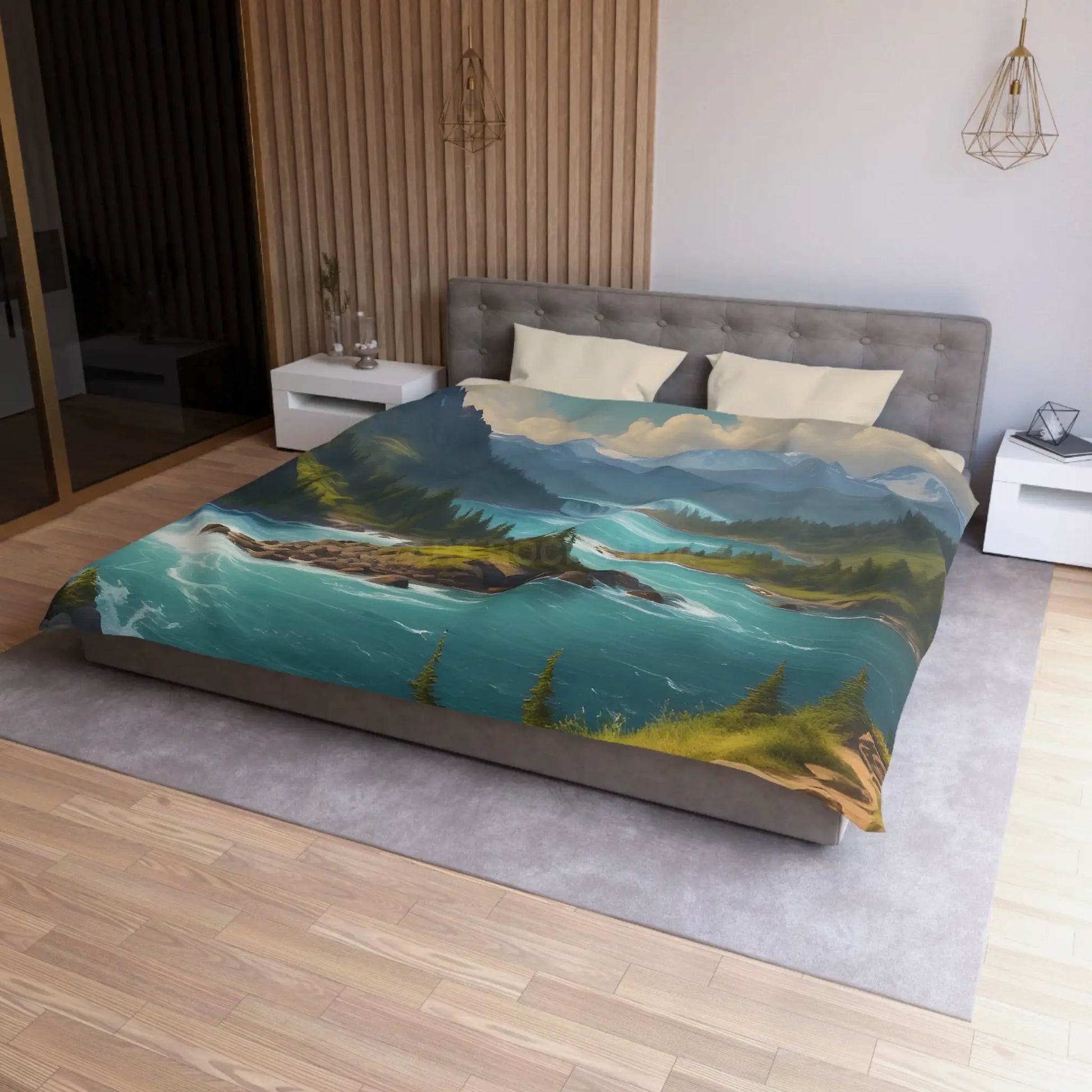 Island in the River Microfiber Duvet Cover - Cozy Nature-Inspired Bedding - Home Decor