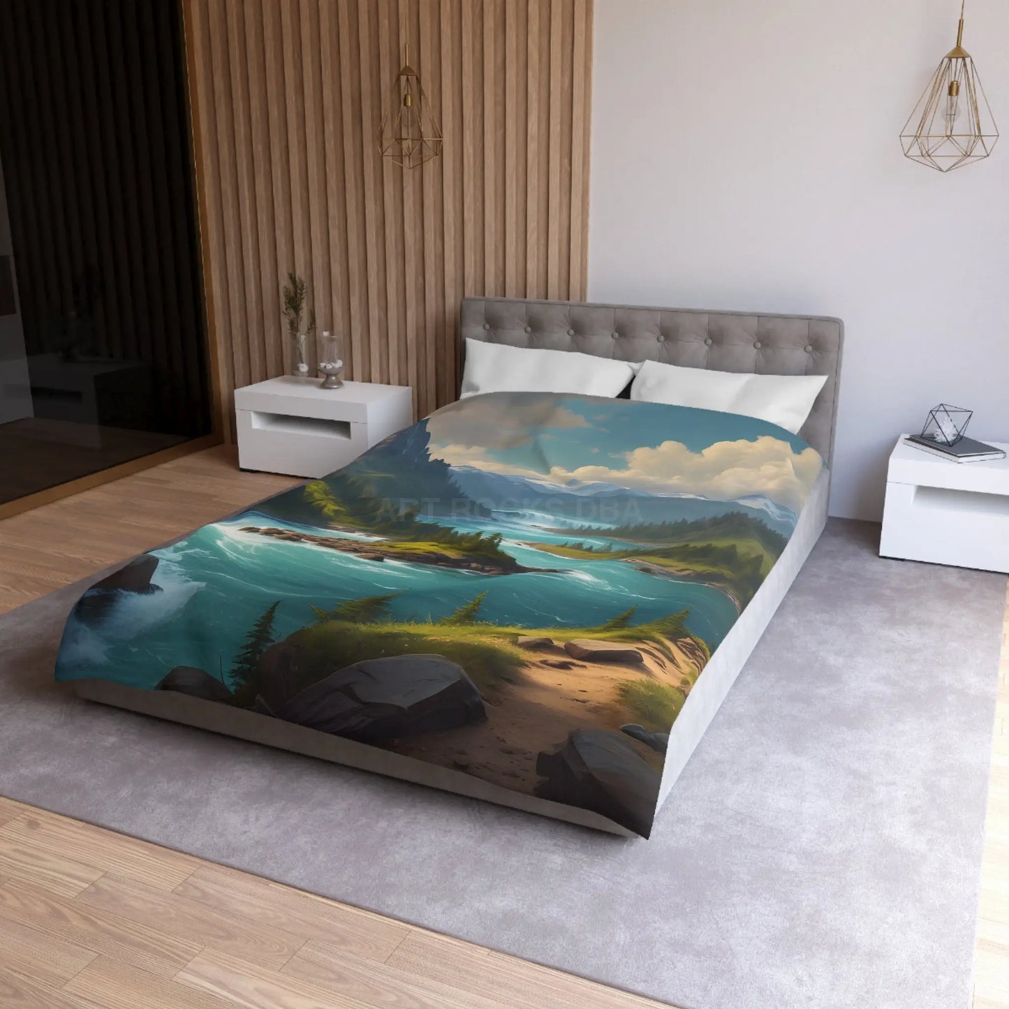 Island in the River Microfiber Duvet Cover - Cozy Nature-Inspired Bedding - Home Decor