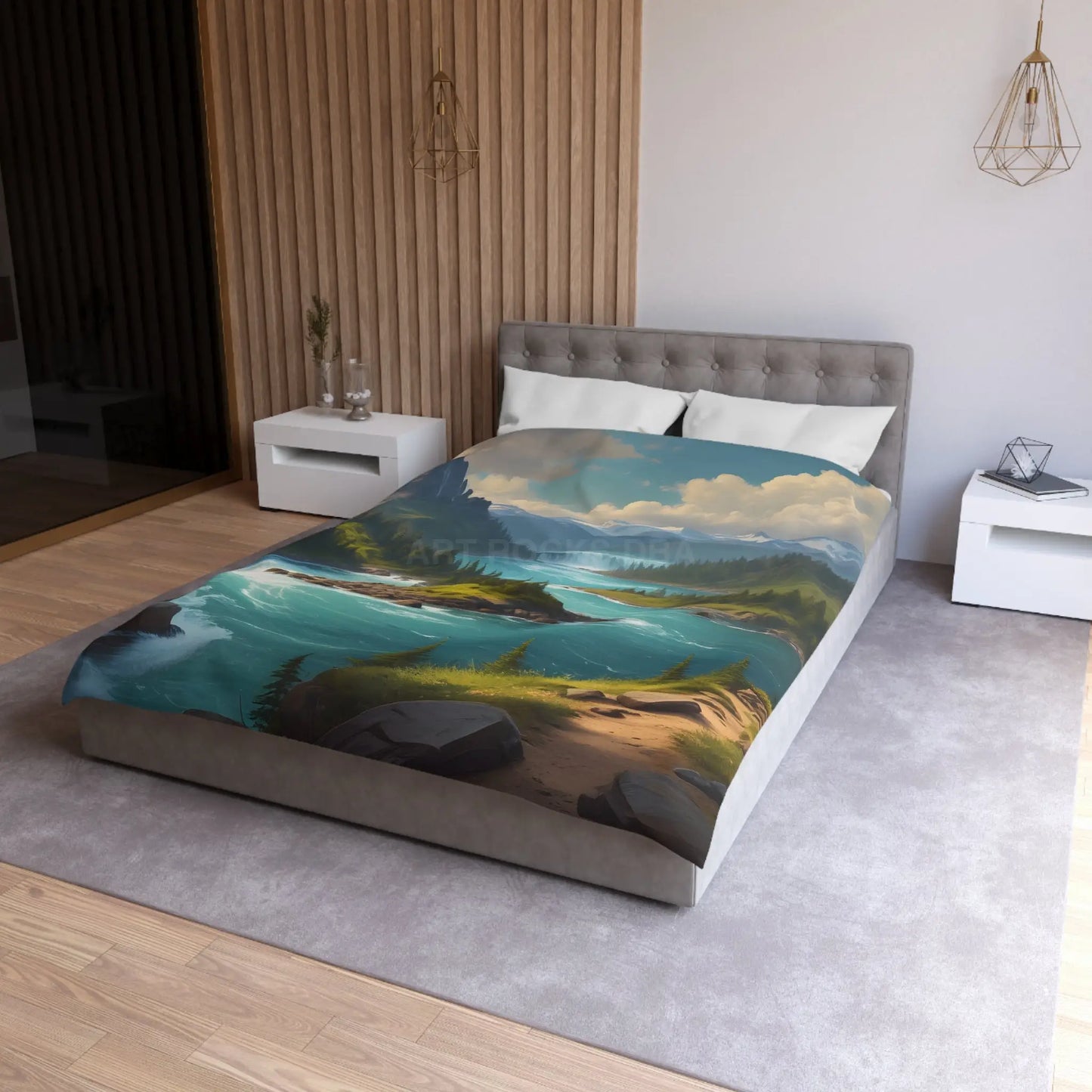 Island in the River Microfiber Duvet Cover - Cozy Nature-Inspired Bedding - Home Decor
