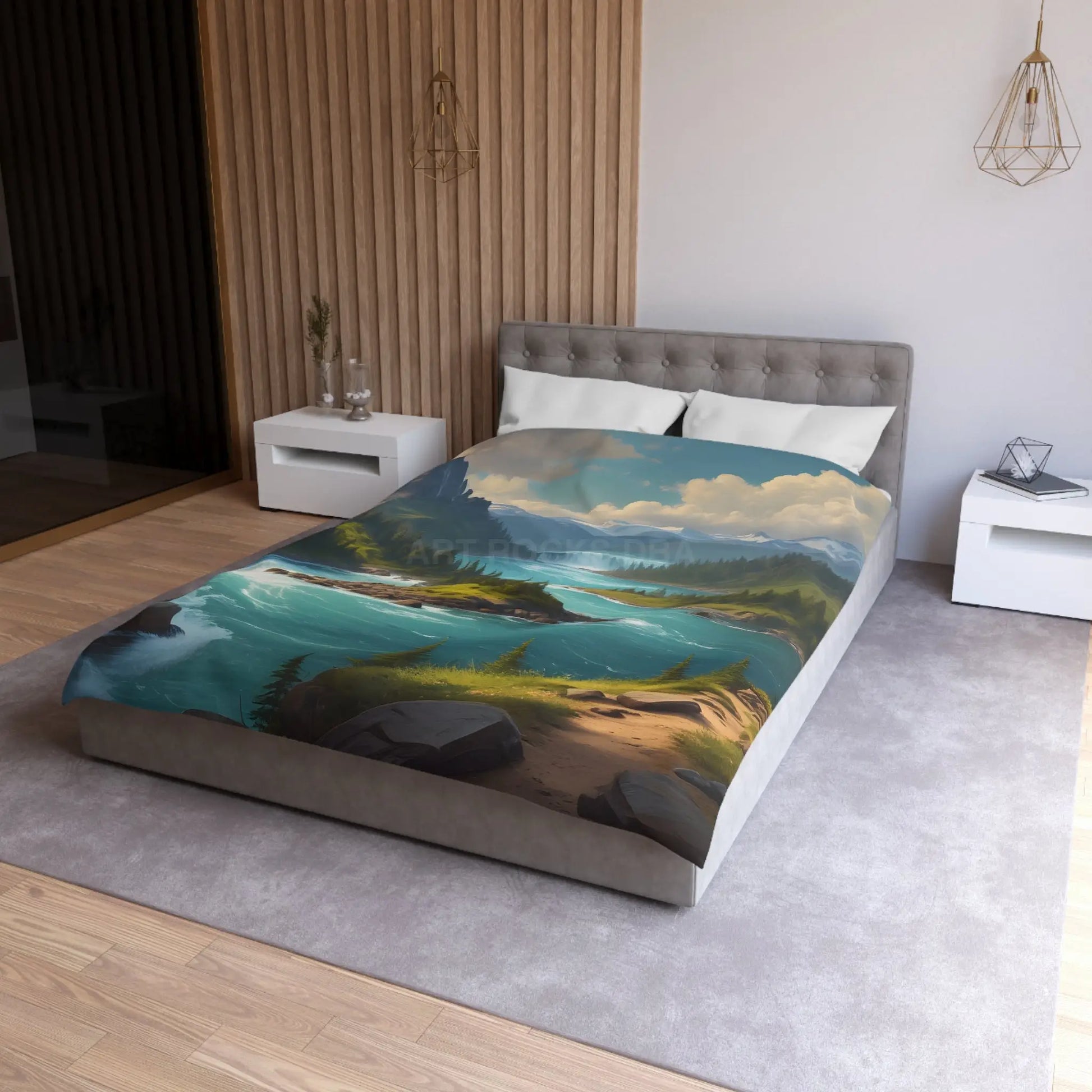 Island in the River Microfiber Duvet Cover - Cozy Nature-Inspired Bedding - Home Decor