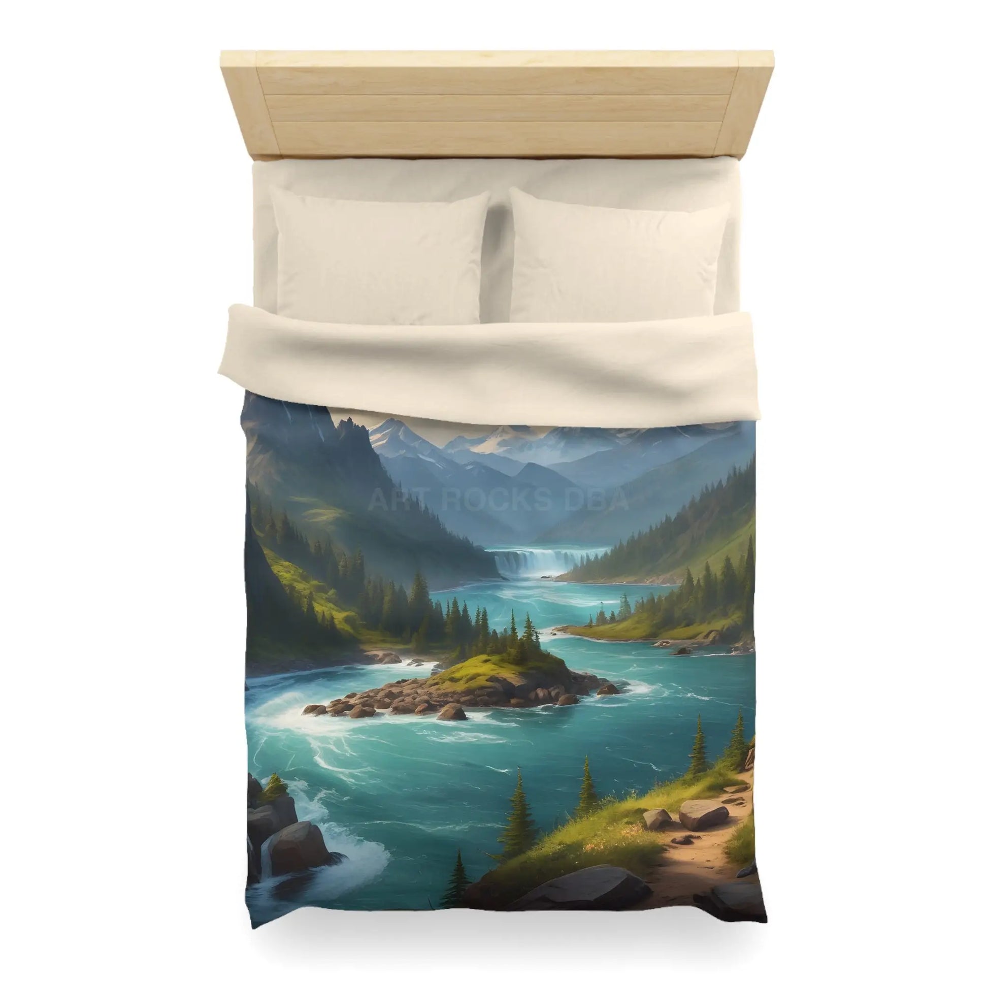 Island in the River Microfiber Duvet Cover - Cozy Nature-Inspired Bedding - Home Decor