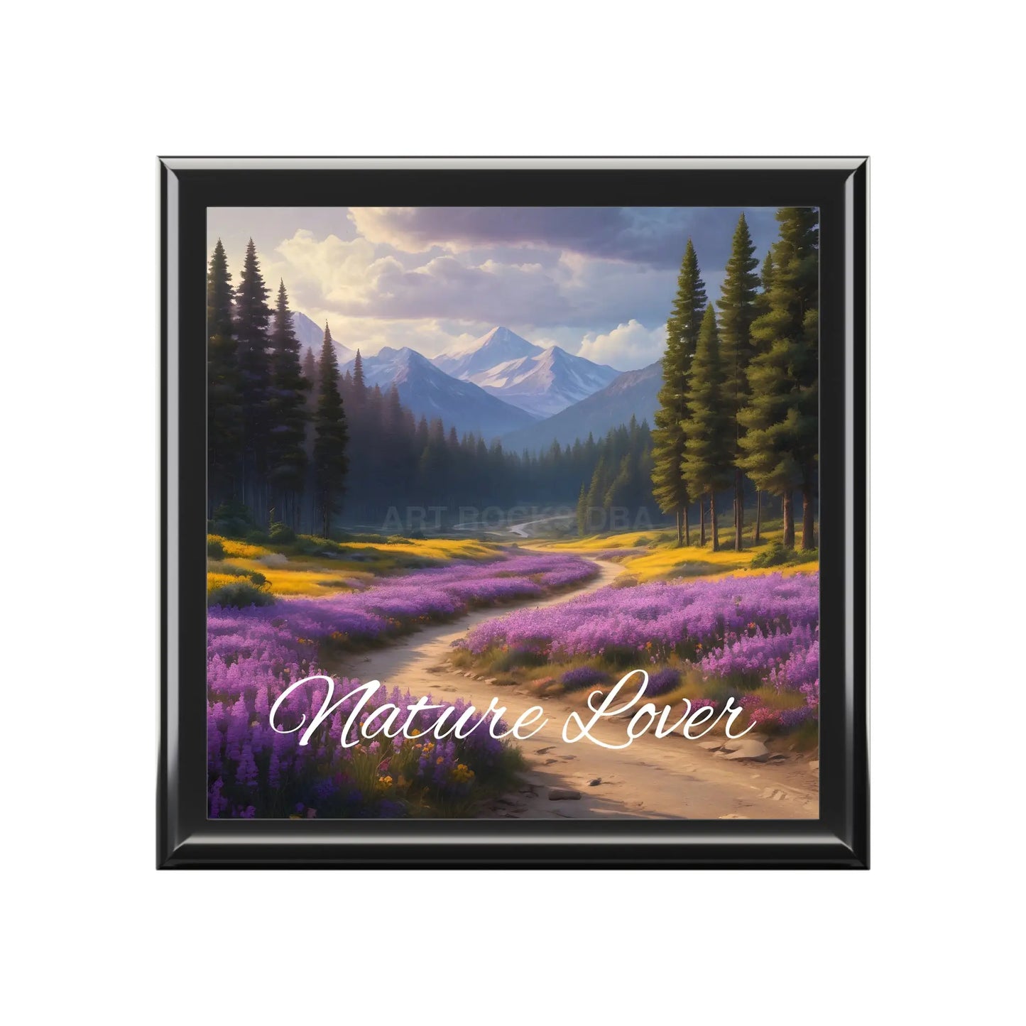 Jewelry Box - Nature Lover Scenic Lavender Field Keepsake Box - Ebony Black / One size - Home Decor