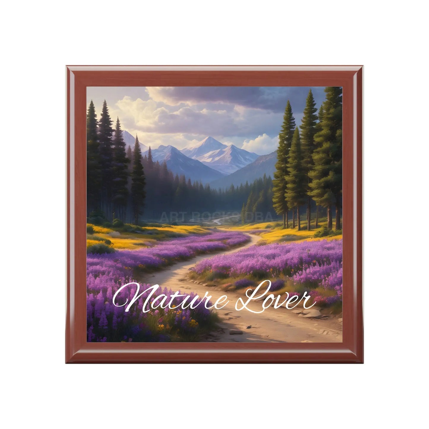 Jewelry Box - Nature Lover Scenic Lavender Field Keepsake Box - Golden Oak / One size - Home Decor
