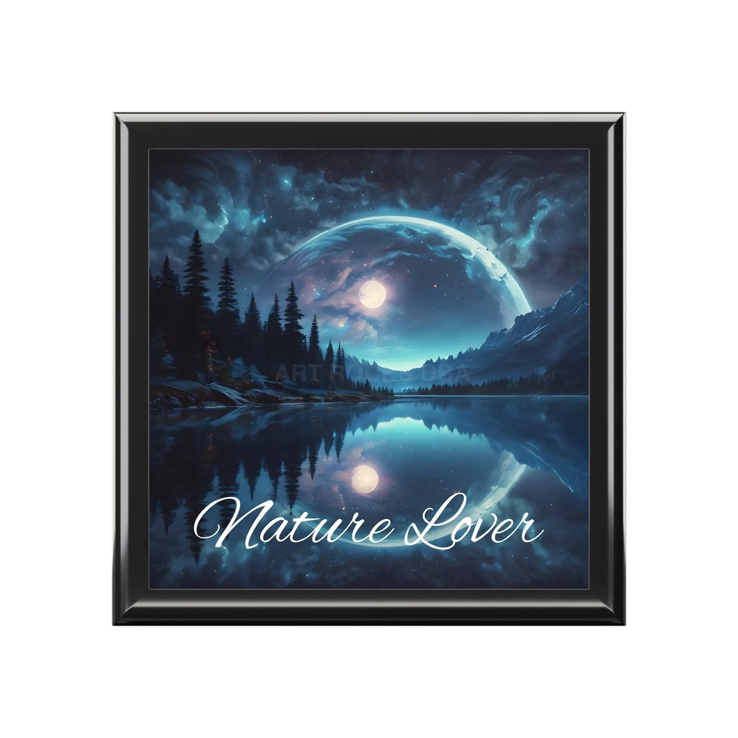 Jewelry Box — ’Nature Lover’ Scenic Moonlit Lake Keepsake Box - Ebony Black / One size - Home Decor