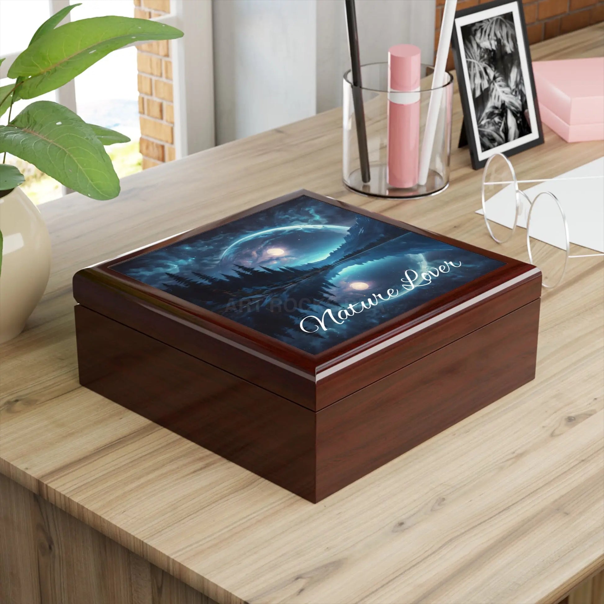 Jewelry Box — ’Nature Lover’ Scenic Moonlit Lake Keepsake Box - Home Decor
