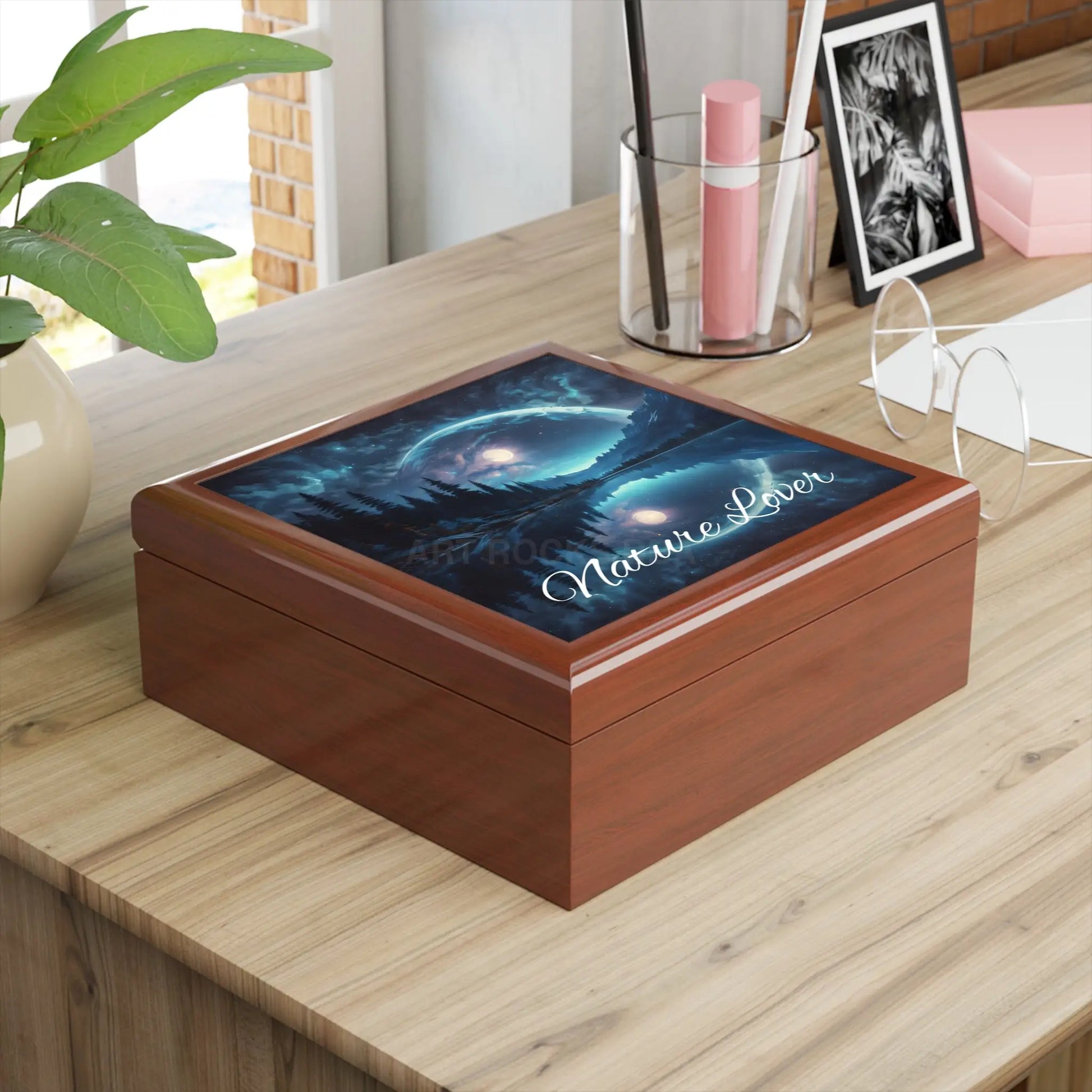 Jewelry Box — ’Nature Lover’ Scenic Moonlit Lake Keepsake Box - Home Decor