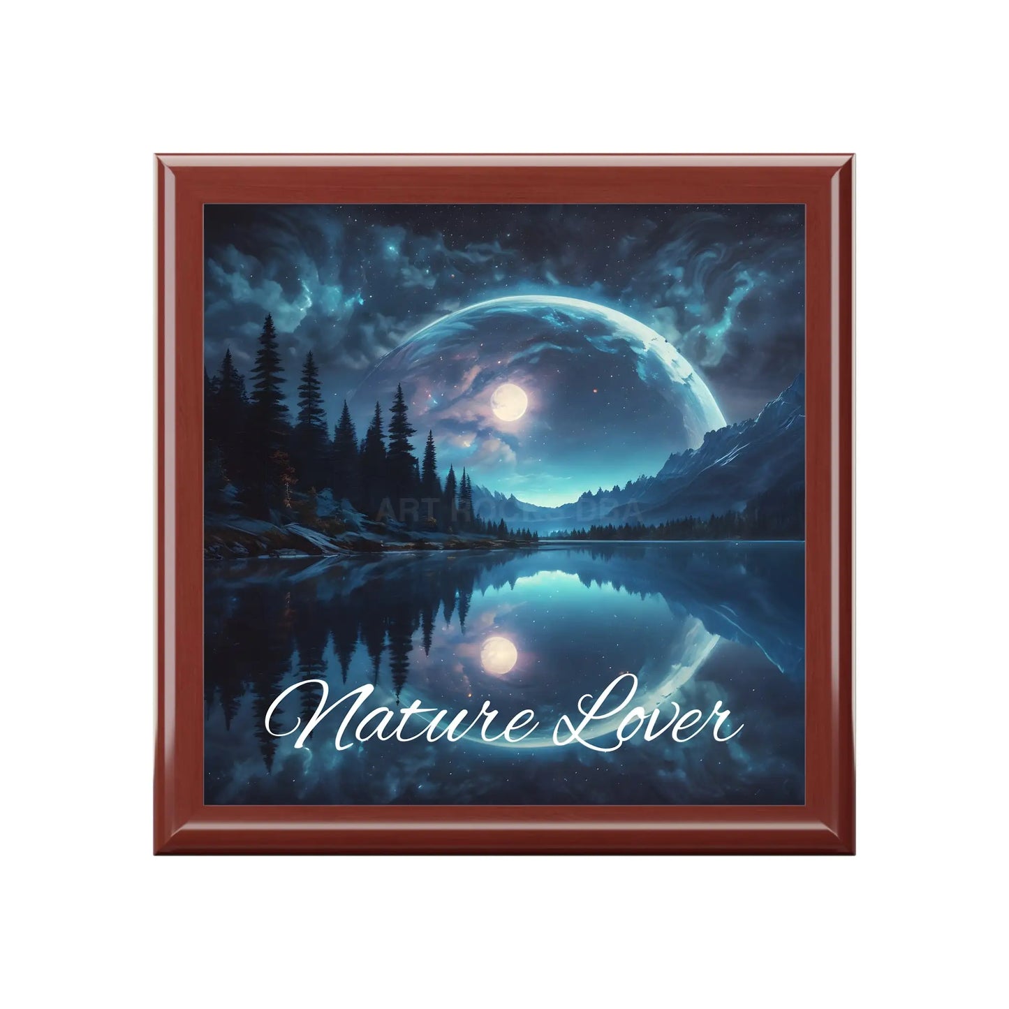 Jewelry Box — ’Nature Lover’ Scenic Moonlit Lake Keepsake Box - Red Mahogany / One size - Home Decor