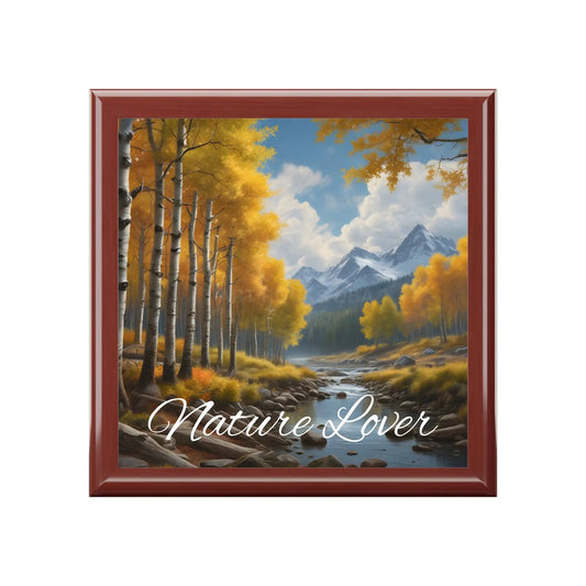 Jewelry Box — Nature Lover Scenic Mountain River Keepsake Box - Red Mahogany / One size - Home Decor