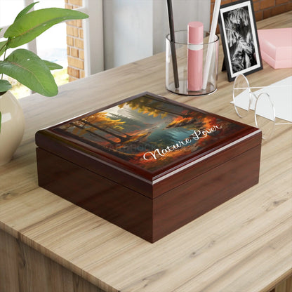 Jewelry Box — ’Nature Lover’ Scenic River Keepsake Box (Autumn Forest Gift) - Home Decor