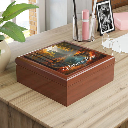 Jewelry Box — ’Nature Lover’ Scenic River Keepsake Box (Autumn Forest Gift) - Home Decor
