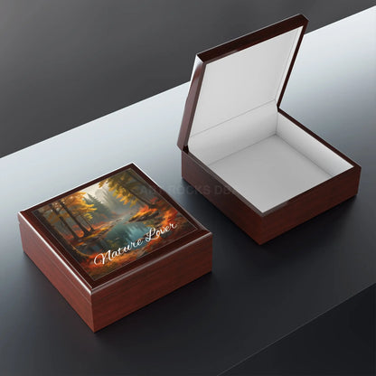 Jewelry Box — ’Nature Lover’ Scenic River Keepsake Box (Autumn Forest Gift) - Home Decor