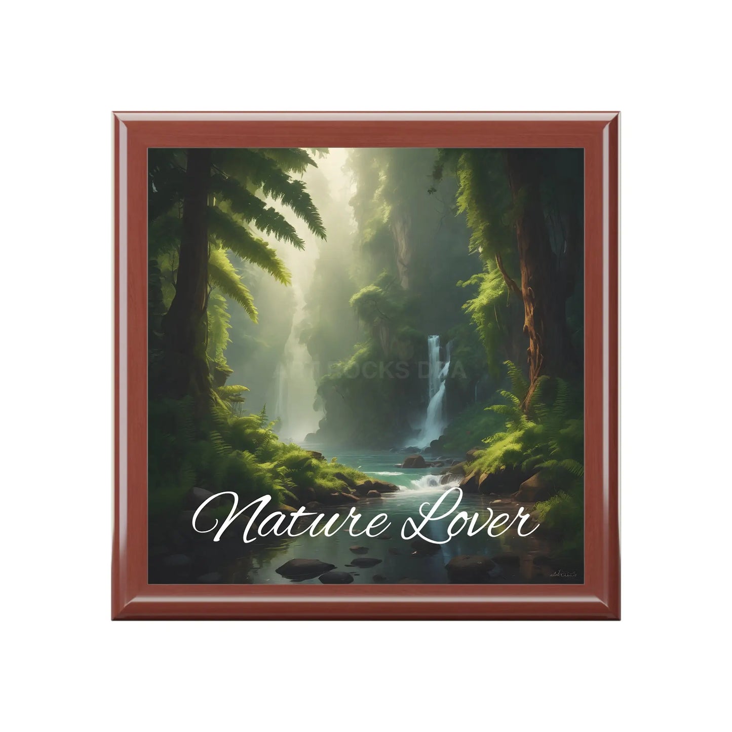 Jewelry Box - Nature Lover Scenic Waterfall Keepsake - Golden Oak / One size - Home Decor