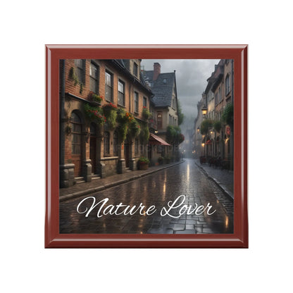 Jewelry Box — ’Nature Lover’ Vintage Cobblestone Street Keepsake Box - Red Mahogany / One size - Home Decor