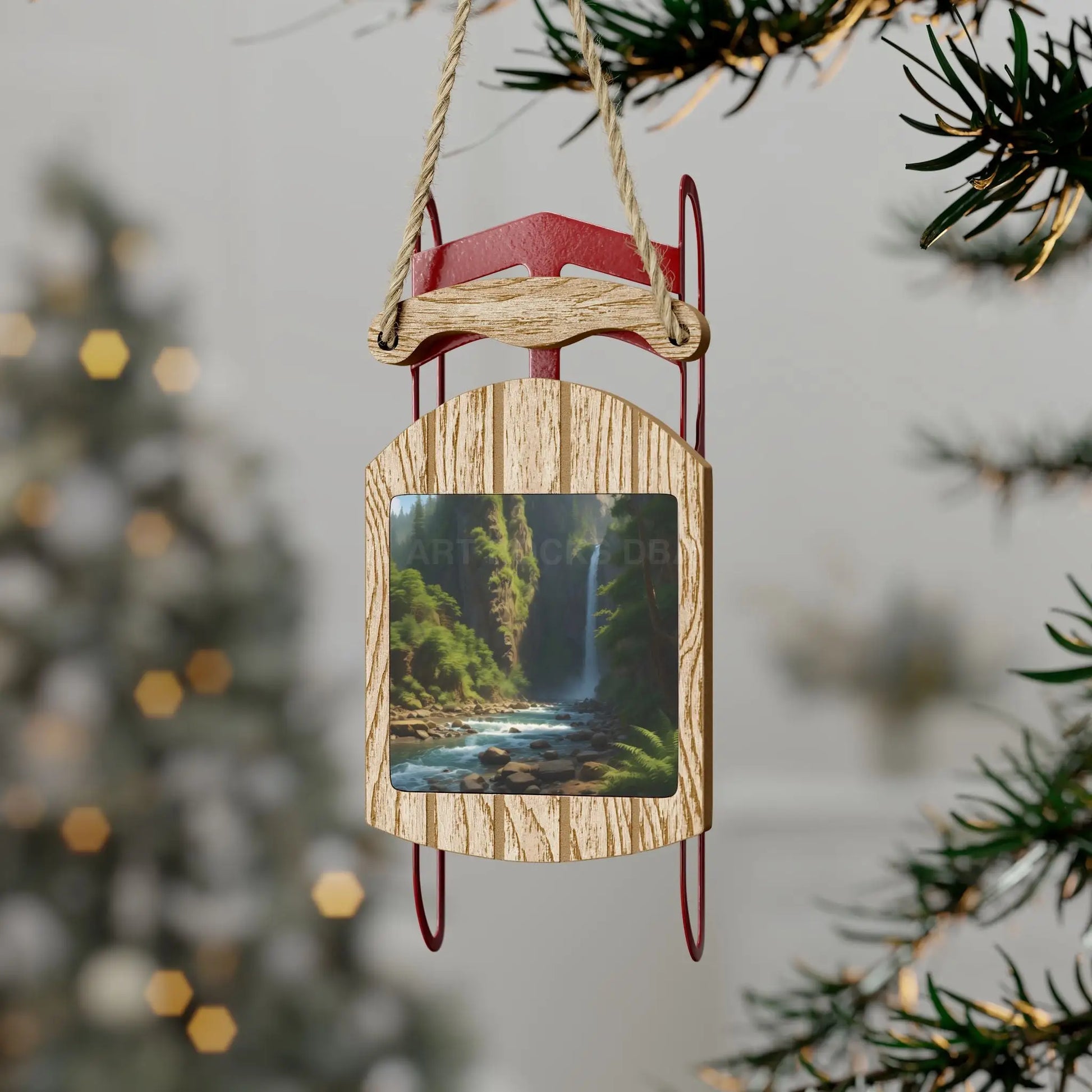 Jungle Waterfall Sled Ornament - 2.1’’ × 4.6’’ / 1 pc - Home Decor