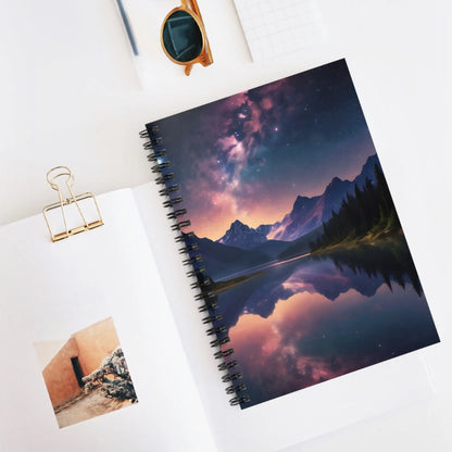 Lake Reflecting the Stars Spiral Notebook - Ruled Line Notebook for Writers Journaling Gift for Nature Lovers Travel