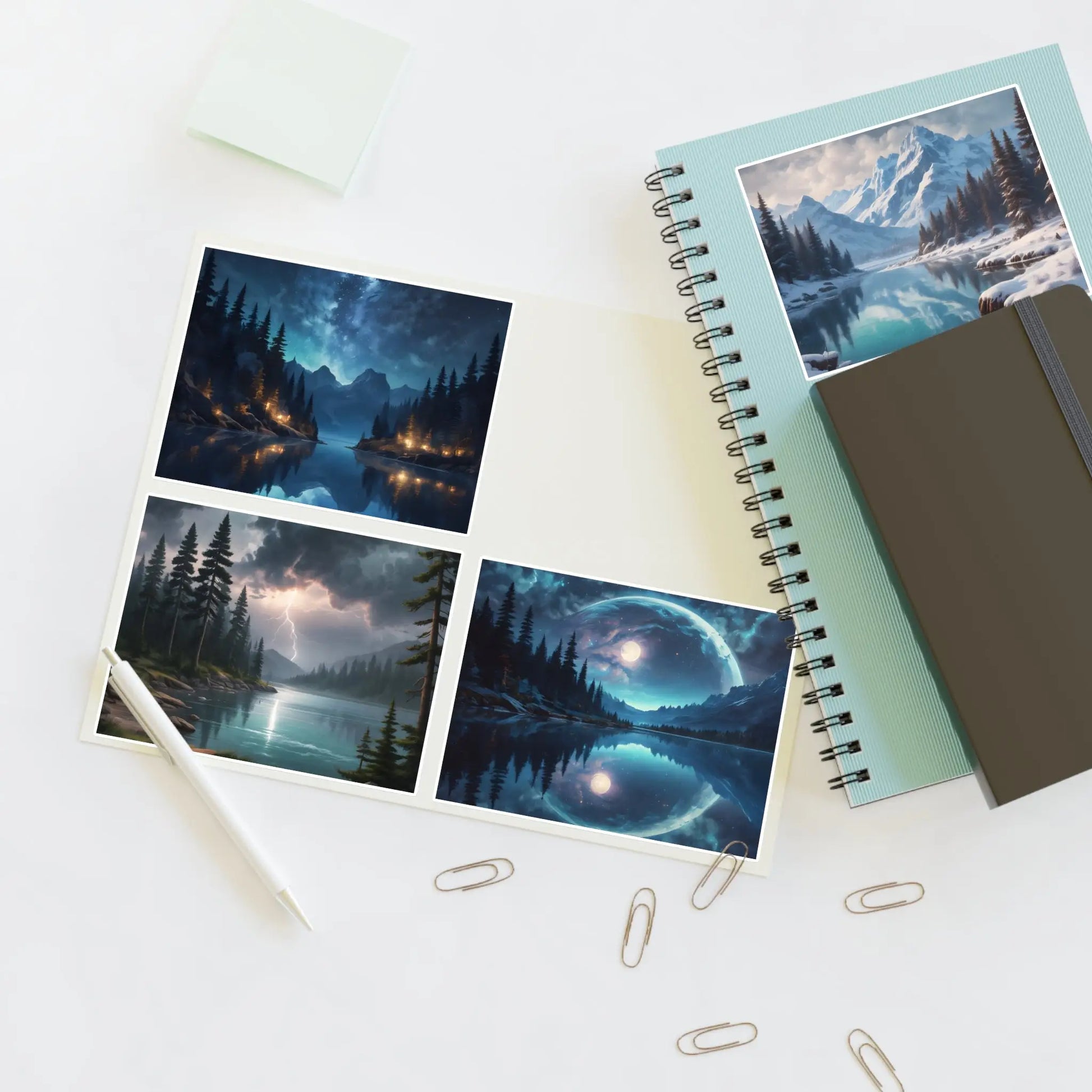 Lake Sticker Sheets Scenic Decor Nature Lovers Scrapbooking Gift for Her - Paper products