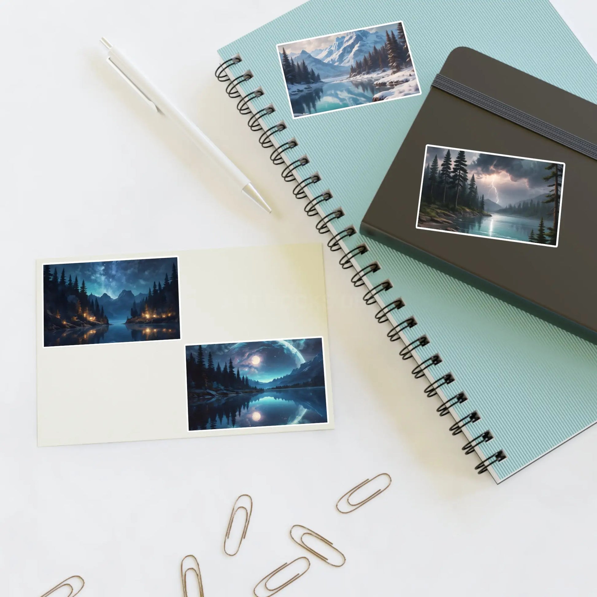 Lake Sticker Sheets Scenic Decor Nature Lovers Scrapbooking Gift for Her - Paper products