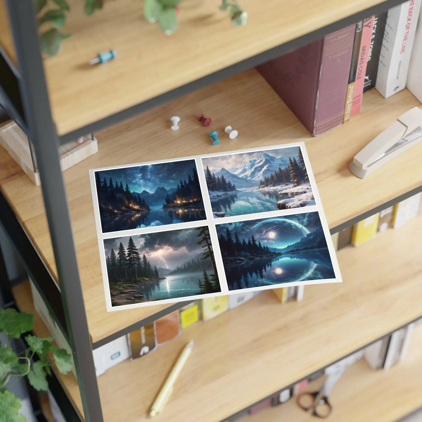 Lake Sticker Sheets Scenic Decor Nature Lovers Scrapbooking Gift for Her - 11’’ × 8.5’’ / White / Die-Cut - Paper