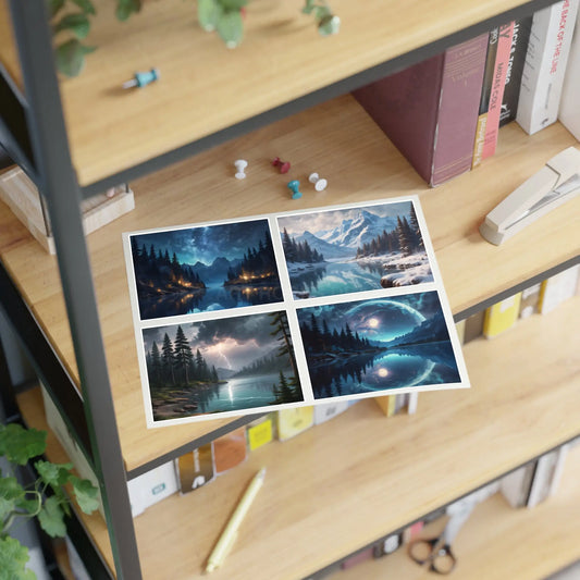 Lake Sticker Sheets Scenic Decor Nature Lovers Scrapbooking Gift for Her - 11’’ × 8.5’’ / White / Die-Cut - Paper