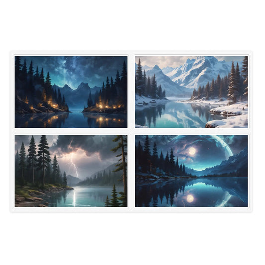 Lake Sticker Sheets Scenic Decor Nature Lovers Scrapbooking Gift for Her - 6’’ × 4’’ / White / Die-Cut - Paper products