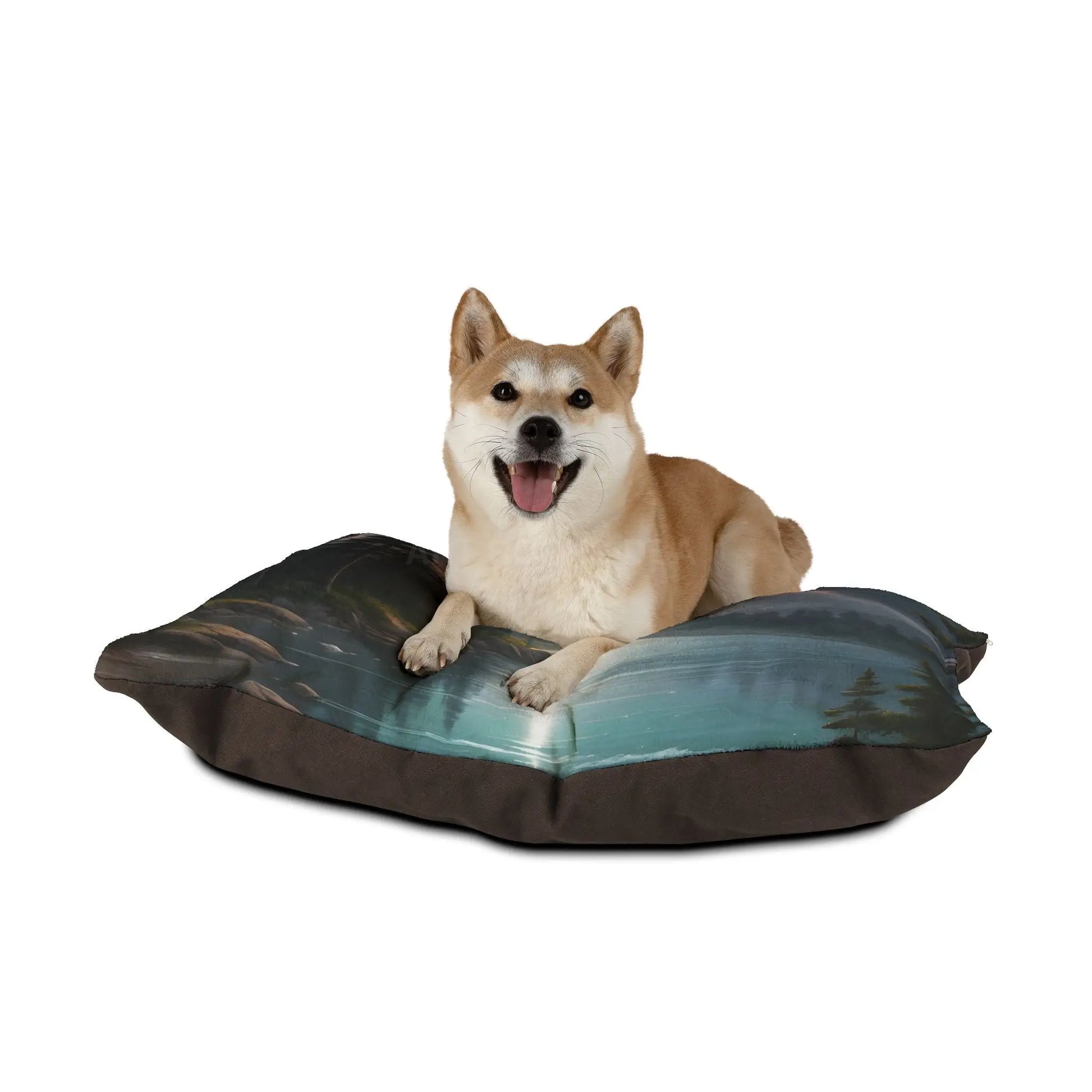 Landscape Pet Bed — Stormy Lake Forest Print Dog & Cat Cushion - Pets