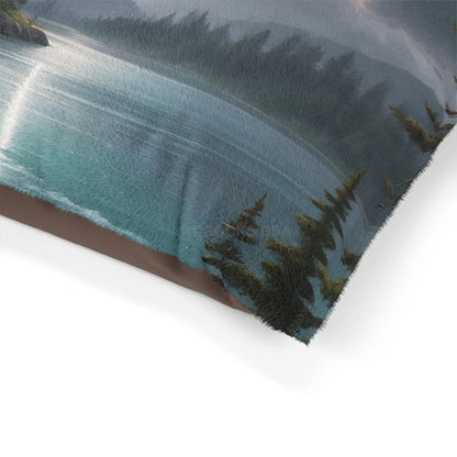 Landscape Pet Bed — Stormy Lake Forest Print Dog & Cat Cushion - Pets