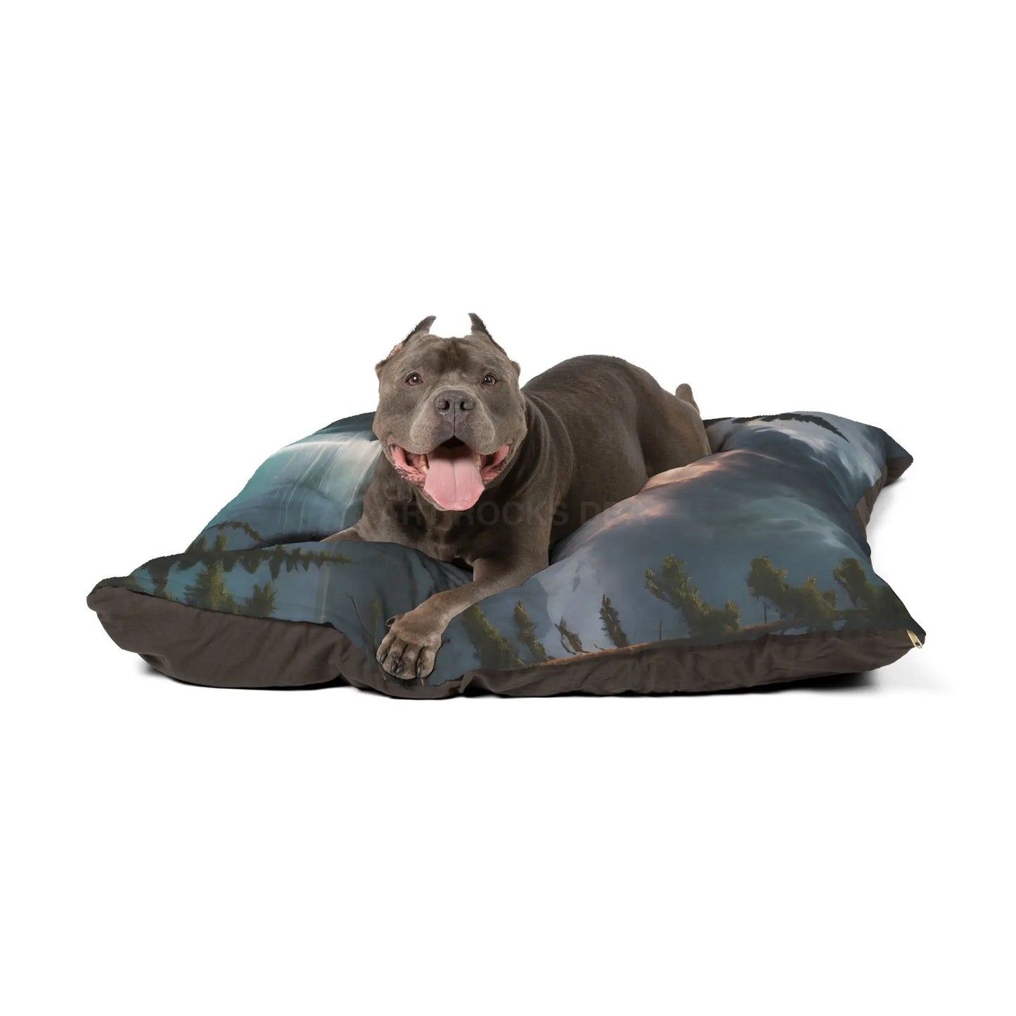 Landscape Pet Bed — Stormy Lake Forest Print Dog & Cat Cushion - Pets