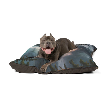 Landscape Pet Bed — Stormy Lake Forest Print Dog & Cat Cushion - Pets