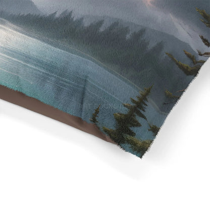 Landscape Pet Bed — Stormy Lake Forest Print Dog & Cat Cushion - Pets
