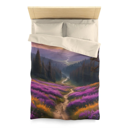 Lavender Meadow Microfiber Duvet Cover - Serene Floral Design for Cozy Bedrooms - Twin / Cream - Home Decor