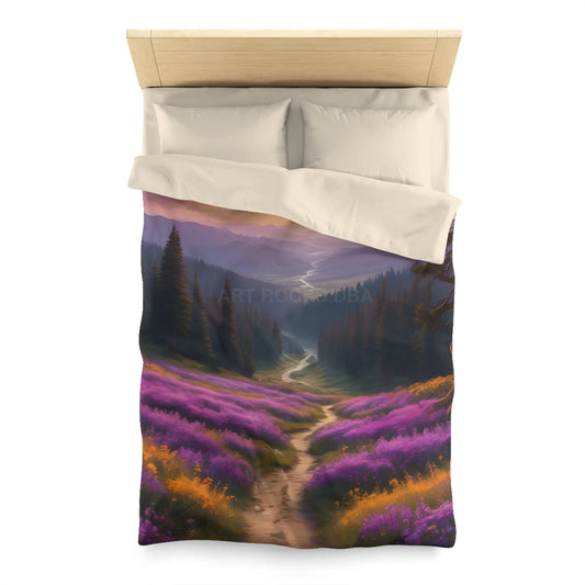 Lavender Meadow Microfiber Duvet Cover - Serene Floral Design for Cozy Bedrooms - Twin / Cream - Home Decor