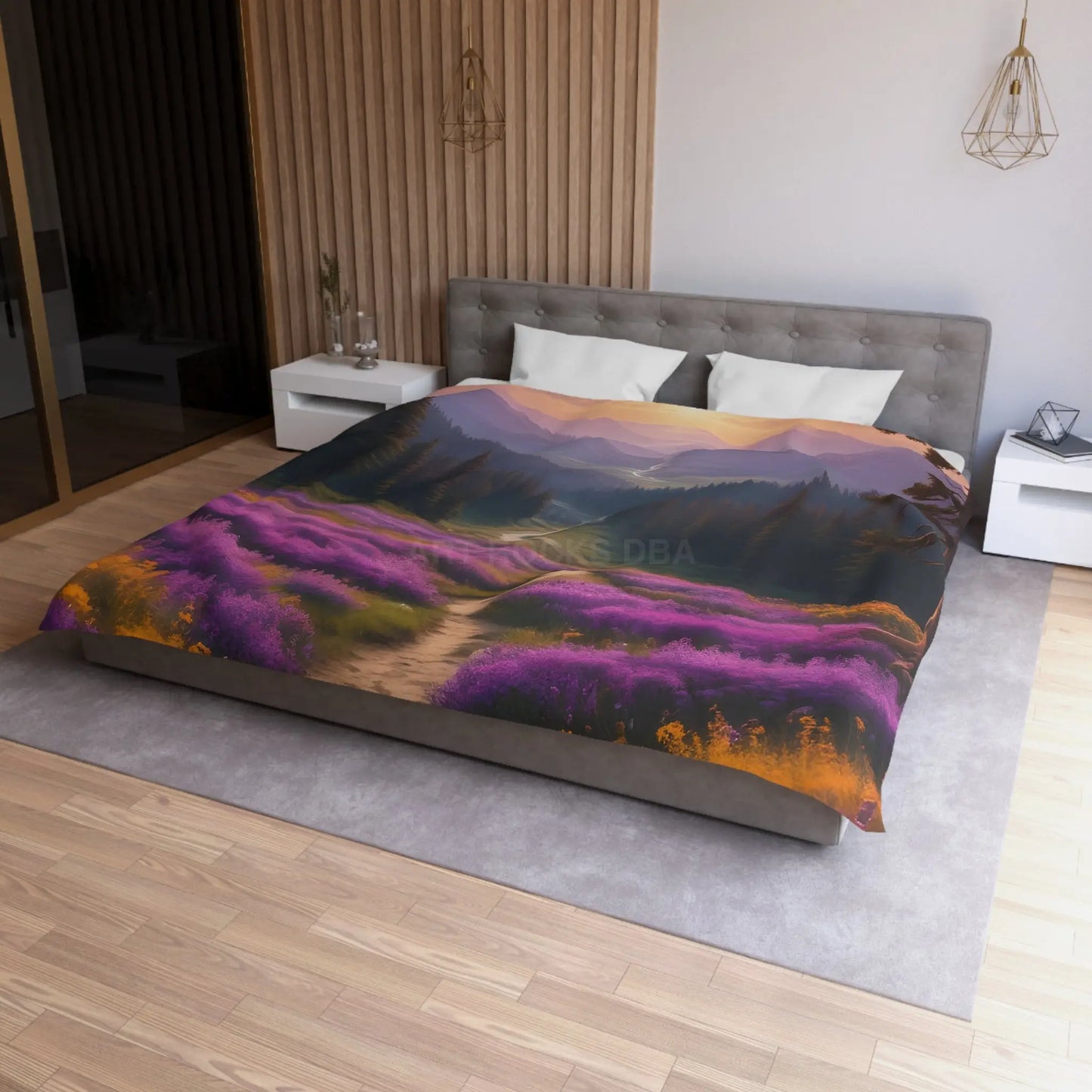 Lavender Meadow Microfiber Duvet Cover - Serene Floral Design for Cozy Bedrooms - Home Decor