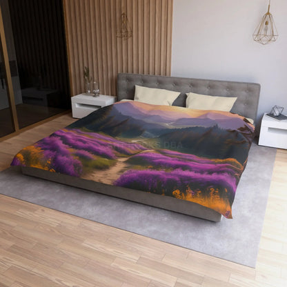 Lavender Meadow Microfiber Duvet Cover - Serene Floral Design for Cozy Bedrooms - Home Decor