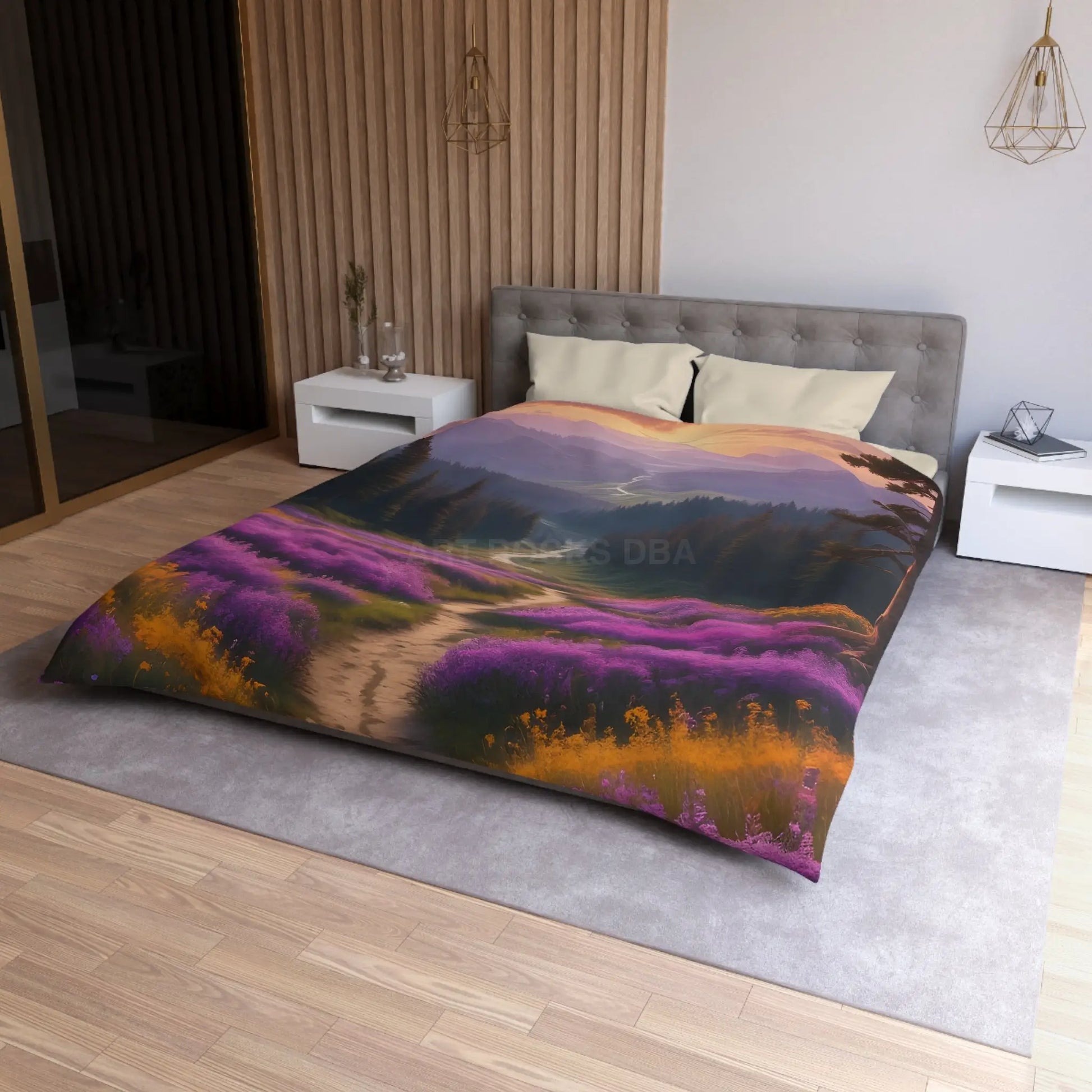 Lavender Meadow Microfiber Duvet Cover - Serene Floral Design for Cozy Bedrooms - Home Decor