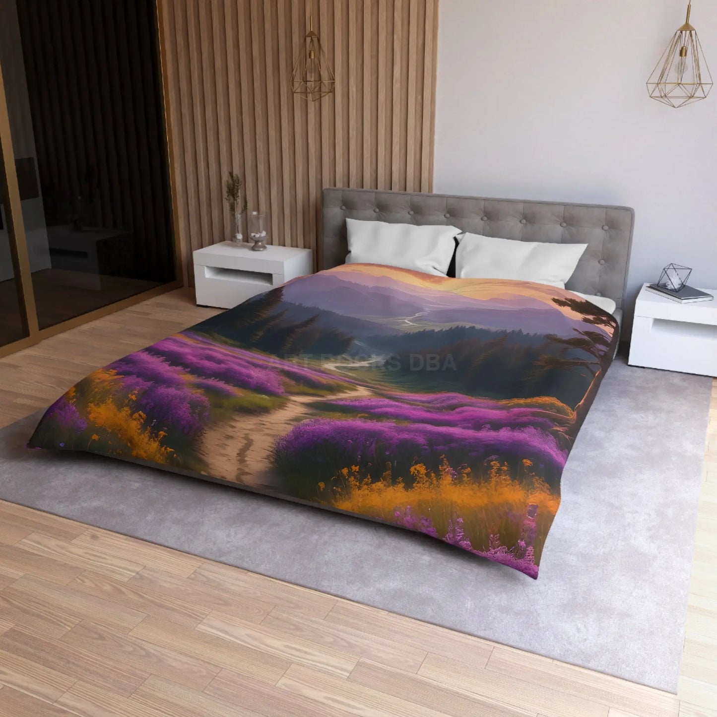 Lavender Meadow Microfiber Duvet Cover - Serene Floral Design for Cozy Bedrooms - Home Decor