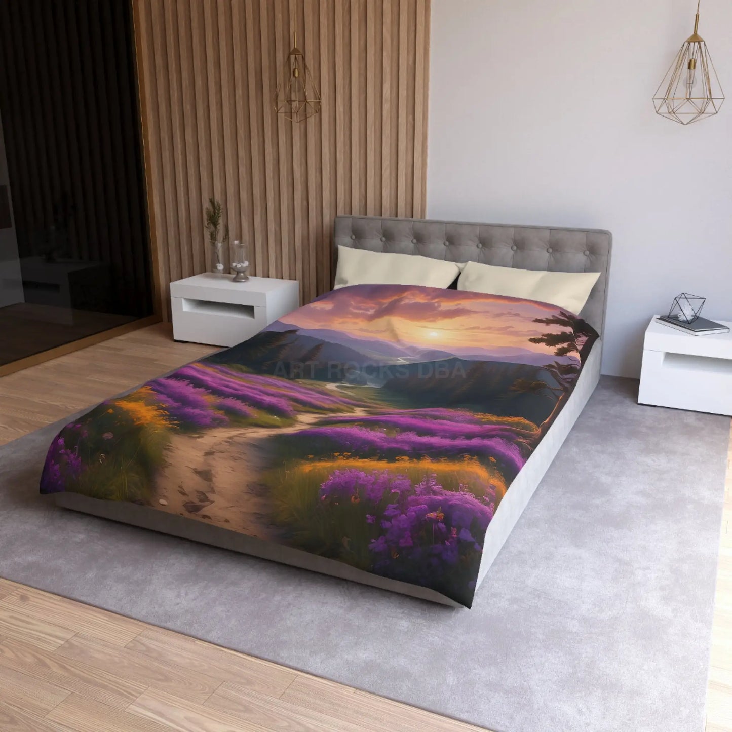 Lavender Meadow Microfiber Duvet Cover - Serene Floral Design for Cozy Bedrooms - Home Decor