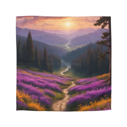 Lavender Meadow Microfiber Duvet Cover - Serene Floral Design for Cozy Bedrooms - Queen / White - Home Decor