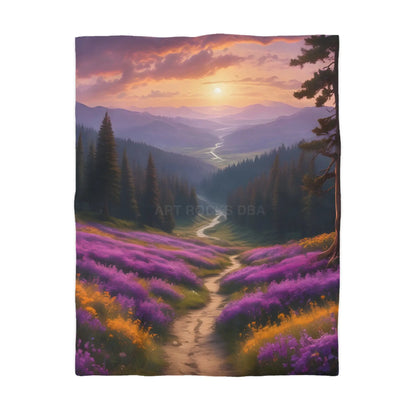 Lavender Meadow Microfiber Duvet Cover - Serene Floral Design for Cozy Bedrooms - Twin / White - Home Decor