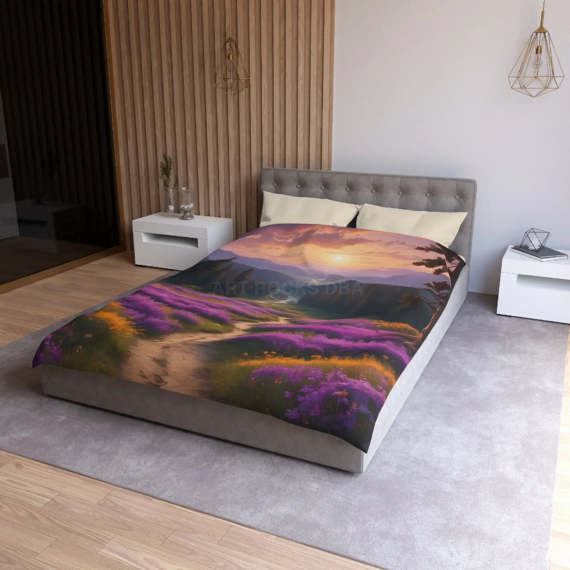 Lavender Meadow Microfiber Duvet Cover - Serene Floral Design for Cozy Bedrooms - Home Decor