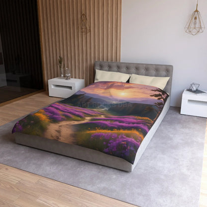 Lavender Meadow Microfiber Duvet Cover - Serene Floral Design for Cozy Bedrooms - Home Decor
