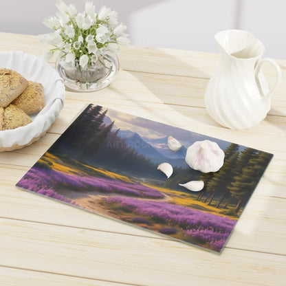 Lavender Mountain Meadow Cutting Board — Lavender Path Landscape - Home Decor