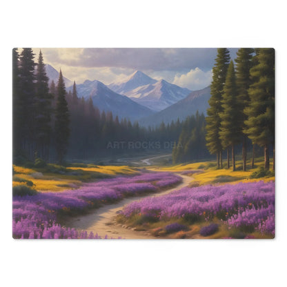 Lavender Mountain Meadow Cutting Board — Lavender Path Landscape - Home Decor