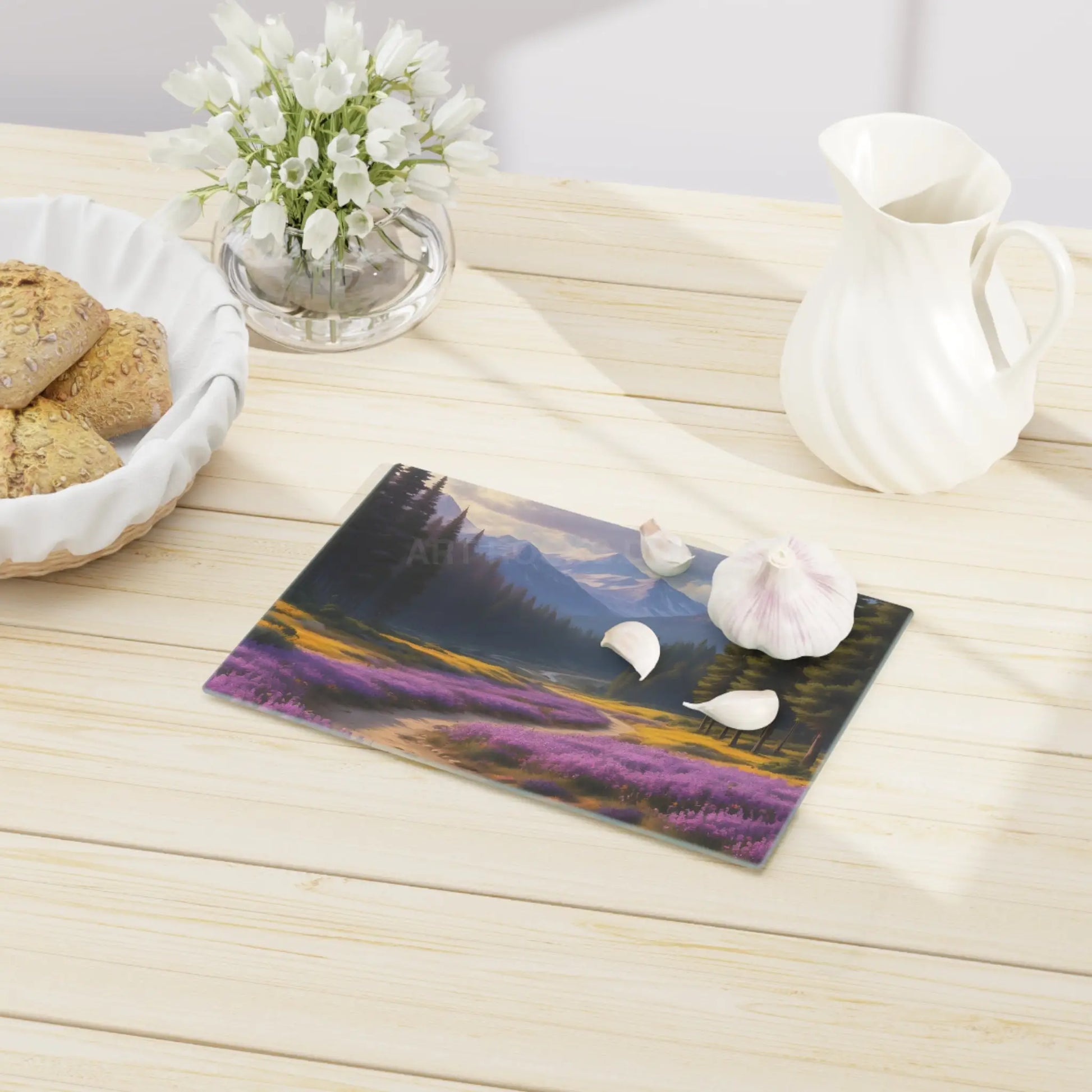 Lavender Mountain Meadow Cutting Board — Lavender Path Landscape - Home Decor
