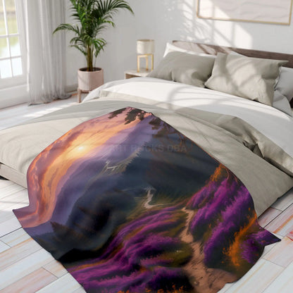 Lavender Sunset Fleece Blanket - Home Decor