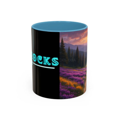 Lavender Sunset Mountain Meadow Accent Coffee Mug (11/15oz) - 11oz / Light Blue - Mug