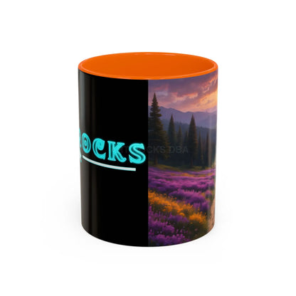 Lavender Sunset Mountain Meadow Accent Coffee Mug (11/15oz) - 11oz / Orange - Mug