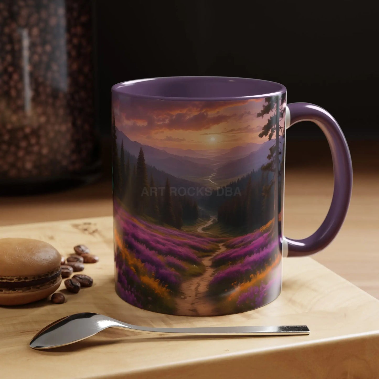 Lavender Sunset Mountain Meadow Accent Coffee Mug (11/15oz) - 11oz / Purple - Mug